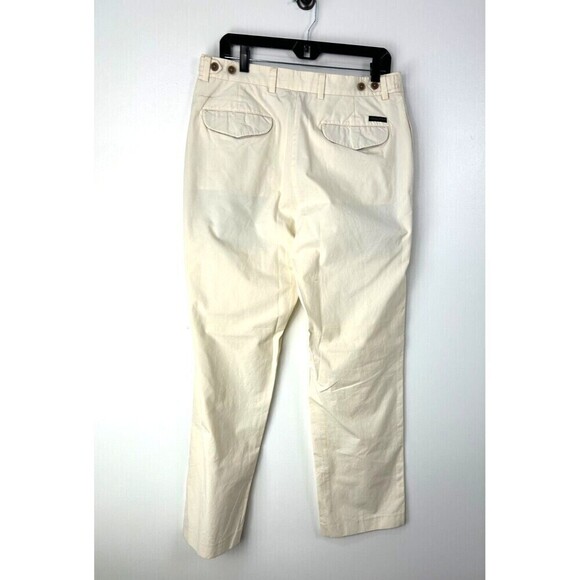 Tommy Hilfiger Pants Mens Sz 33X32 Cream Flat Front Chino Khakis Straight Leg R - Picture 4 of 12